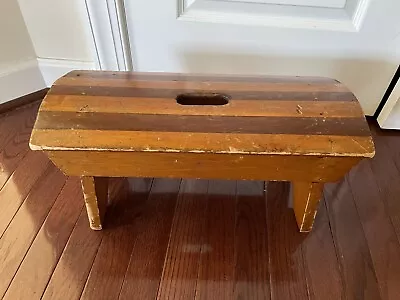 Old Vintage Distressed WOOD STOOL Bench Country Farmhouse Hand Made • $69