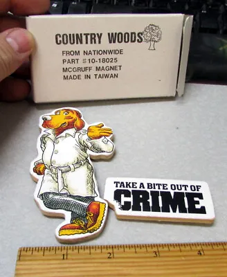 1980s McGruff The Crime Dog Take A Bite Out Of Crime Set Of 2 Wood Mangets NEW • $8.99