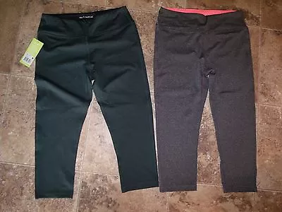 New Womens Marika Sport Capris Yoga June Bug Green Black White Space Dye S M L • $15.16