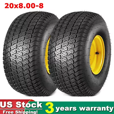 Set Of 2 20x8.00-8 Tractor Turf Lawn Mower Tires With Rim Wheel 4 Ply Tubeless • $148.99