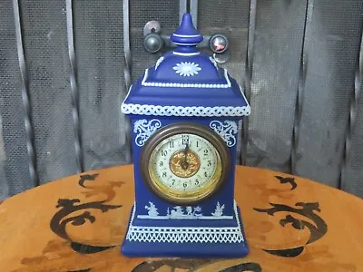 Wedgwood Blue Jasperware Cupids & Zephyr Tall Clock (c.1890s) • $749.99