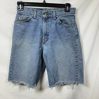 Vintage Levi's 560 Men's Denim Blue Jean Shorts Orange Tab Jorts Distressed 90's • $19.99