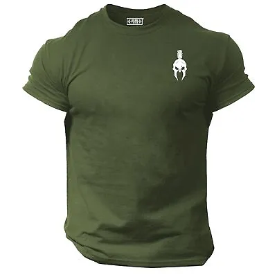 Spartan Helmet T Shirt Pocket Gym Clothing Bodybuilding Training Workout MMA Top • £10.99