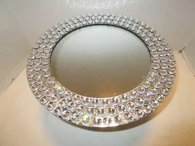 Vanity Perfume Glam Plateau Round Glass Mirror 3-row Rhinestones By Jay 13  Wide • $56
