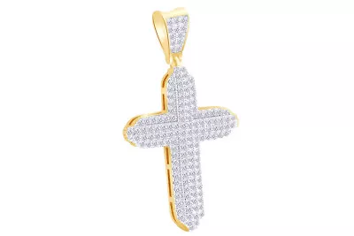 1.5Ct Round White Natural Diamond Cross Charm Pendant Sterling Silver • $876.41