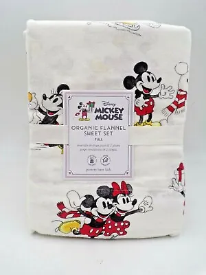 Pottery Barn Disney Mickey Mouse Holiday Organic Flannel Sheet Set Full #L145 • $172.96