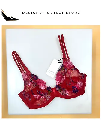 Marie Jo Bra Full Cup Size UK 32E Judith Underwired Non Padded Semi Sheer - Red • £40