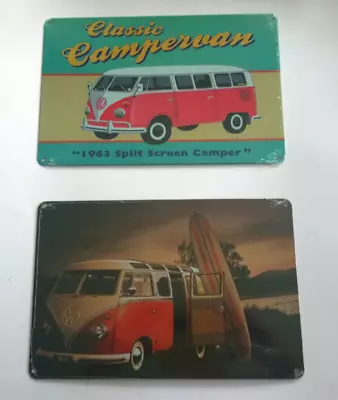 2 X BRAND NEW Volkswagen VW 63 Split Screen Kombi Tin Metal Sign  Garage • $25