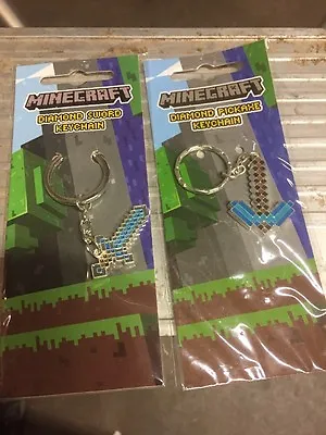 Minecraft Metal Keychains Set Of Both Diamond Sword And Pickaxe • $19.99