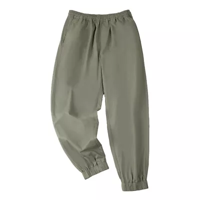 America Retro Men Casual Loose Wide Leg Pants Solid Color Cotton Cuffed Pants • $61.61