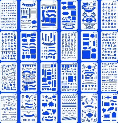 $12.59 • Buy (Stencil-Classic) - 24 PCS Bullet Notebook Journal Stencil Plastic Planner Set F