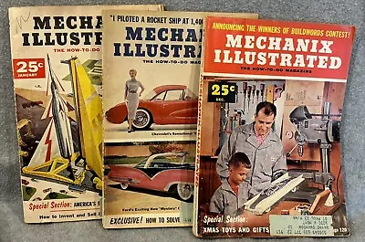 Mechanix Illustrated Lot Of 3 ~ 1955-1956 Magazines VINTAGE • $3.90