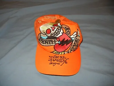 ED HARDY Snapback Cap Orange Embroidered Hat Death Love • $28.99
