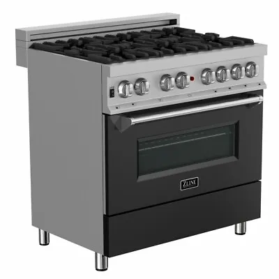 Zline 36  Dual Fuel Range Oven Gas Electric Stainless Black Door Ras-blm-36 • $3199