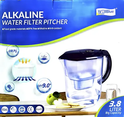 £27.99 • Buy Alkaline Water Filter Fridge Pitcher/Jug 3.8L With Cartridge White UK-Stock