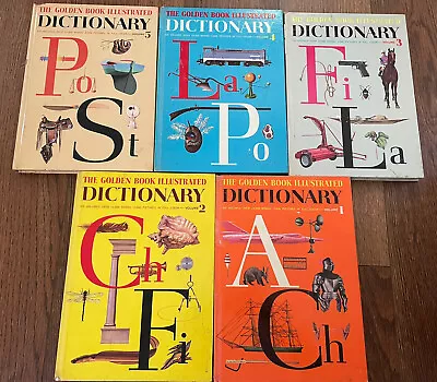 The Golden Book Illustrated Dictionary SET OF 5 Out 6 Children's Vintage 1961 • $16.99