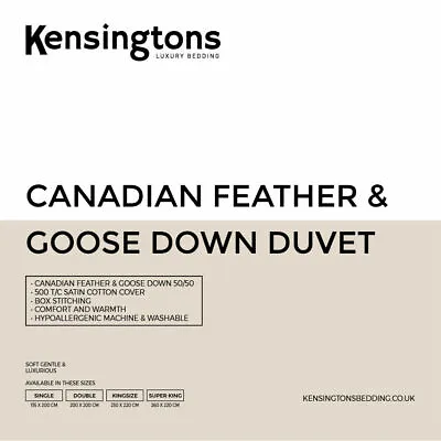 Luxury Canadian Goose Feather & Down Duvet Quilt Bedding Hotel Quality All Sizes • £171