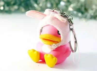 SEMK B.DUCK Rubble Duck Cosplay Pink Bunny Rabbit Keychain Keyring Phone Strap • $12.95