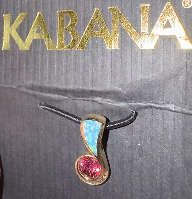 NWT! $1745 Kabana 14k Gold Opal Diamond & Rubellite Tourmaline Necklace Pendant • $600