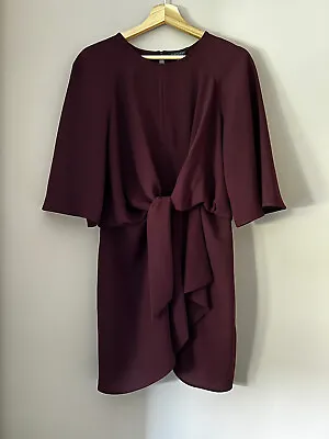 £5 • Buy Topshop - Burgundy Keyhole Sash Kimono Wrap Mini Dress UK 10