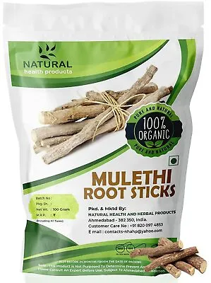 Natural Health Products Mulethi Root Stick Whole | Licorice Root - 100gm • £24.17