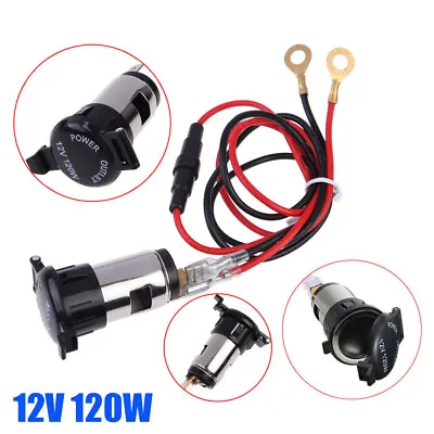 Car Motorcycle 12V 120W Cigarette Lighter Metal Power Socket Plug Outlet Parts • $8.58