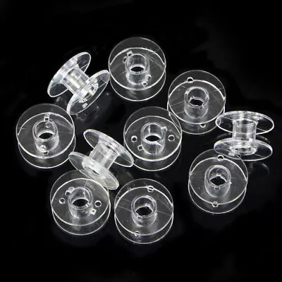 10pcs Clear Plastic Empty Bobbins For Brother Janome Singer Sewing Machines • £3.49