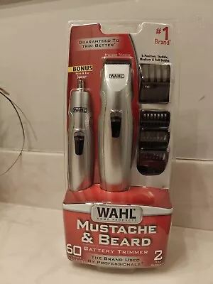 New Wahl Mustache & Beard Trimmer With Nose & Ear Battery Trimmer Combo Kit • $17.95