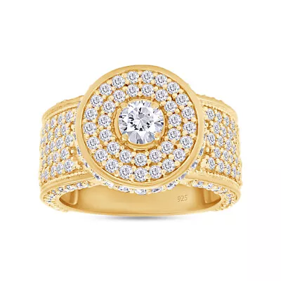 Mens Bling Wedding Band Ring 18K Gold Plated Round Simulated Diamond • $79.56