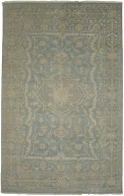 Muted Antique Washed-out Teal 5X8 Floral Transitional Oriental Rug Decor Carpet • $485.51