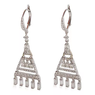 Penny Preville Art Deco Pyramid  Diamond Earrings In 18k White Gold 3.07 CTW • $5251.50