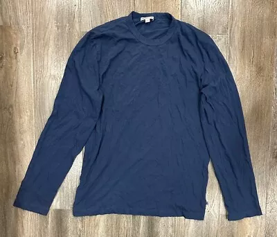 James Perse Men's Long Sleeve Size 2 Medium Royal Blue Crewneck T-Shirts • $33.50