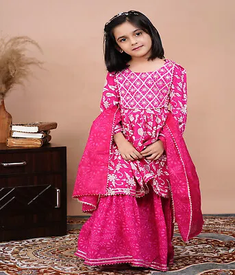 $64.90 • Buy Embroidery  Kurti Sharara Set  Bollywood  Salwar Kameez Indian Pakistani GIRLS