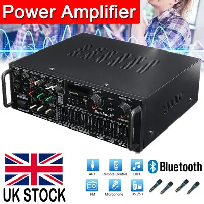 2000W Digital Power Amplifier Bluetooth Stereo HiFi Audio 2CH USB SD FM Car Home • £39.80