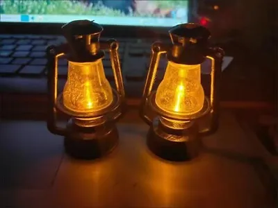 2PCS  Dollhouse Miniature 1/6 Retro Lantern Yellow Kerosene Lamp Ornament Decor • $7.58