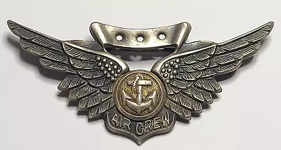 Vintage Sterling Silver Military Navy Anchor Wings Air Crew Pin - Vanguard NY • $32.39