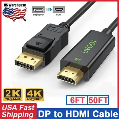 6FT 50FT 4K Display Port DP To HDMI Cable HDR Adapter For Lenovo HP ASUS Dell PC • $54.98