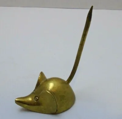 Vintage Mouse Mice Brass Memo Holder Mini Figurine Small Solid Tail • $10.23