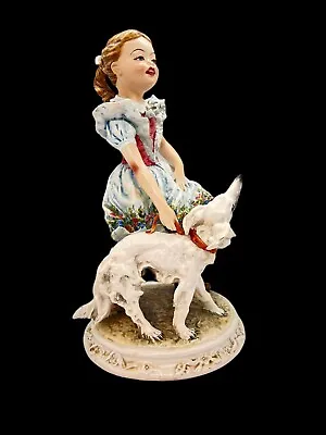 1950’s Borzoi & Girl W Floral Trim Mollica Dog 10  Capodimonte Figurine Italy • $598