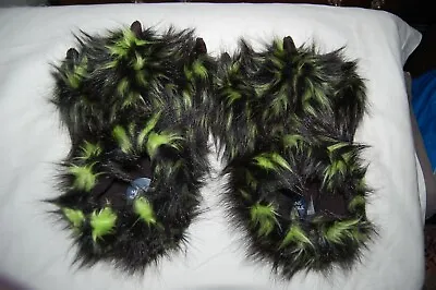 £12.99 • Buy M&S Monster Feet Slippers Green & Black  Faux Fur Washable UK 3 EUR 35.5 BNWT