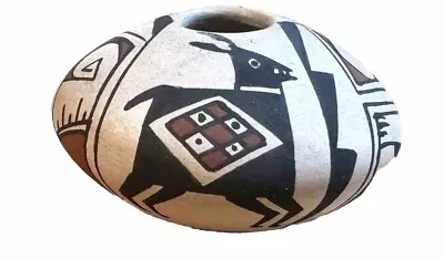 Fine Miniature Acoma Pottery Seed Pot Mimbres DEER Motif Sgd Lourdes Lopez • $89