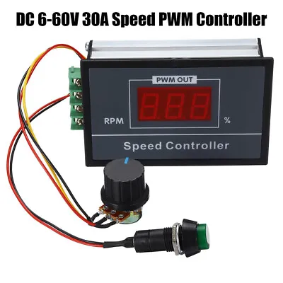 DC6-60V 12V 24V 36V 48V 30A PWM DC Motor Speed Controller Start Stop Switch New • $23.19