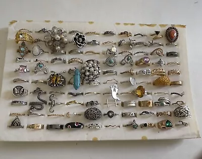 Costume Jewelry Rings Lot Of 100 Vintage To Modern CR1 • $159.99