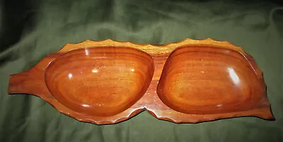 Hawaii VINTAGE HAWAIIAN KOA WOOD DOUBLE-COMPARTMENT BOWL 22 3/4  L 7 3/4 W • $63.90