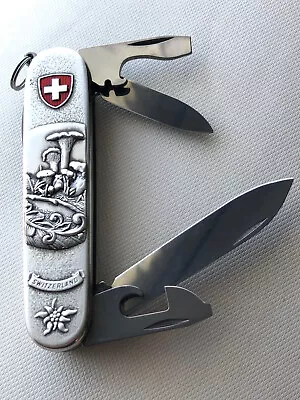 Victorinox MUSHROOMS Carved Stainless Steel Swiss Army Knife Spartan NEW RARE • $149