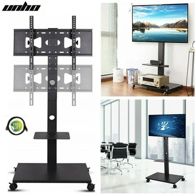 Heavy Duty 32-70  Rolling TV Cart Floor TV Stand Bracket W /Swivel VESA Display  • £26