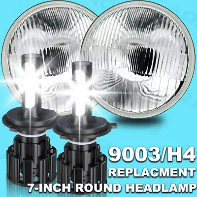 Pair 7 Inch Round Halo Led Headlights Hi/Lo DRL Beam For Jeep Wrangler JK LJ TJ • $118.99