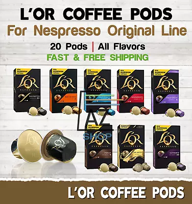 L'OR Coffee 20 Pods Capsules LOR Compatible With Nespresso Original Line FLAVORS • $36.95