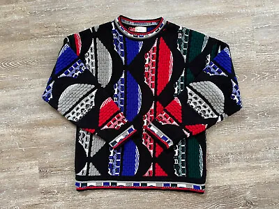 $89.99 • Buy Vintage 90s Delf Colorful Textured Sweater Mens Large 3D Knit Coogi Style Biggie