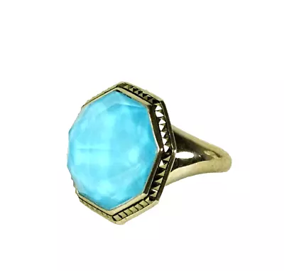 JUDITH JACK Sterling Silver Turquoise Doublet & Marcasite Ring Sz 8.75 • $100